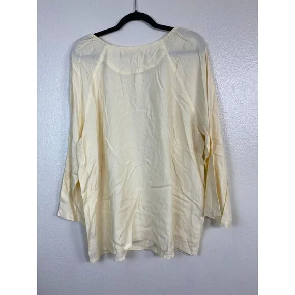 NEW April Cornell Long Sleeve Tunic Top Women size XL Butter Yellow Floral Boho - Picture 2 of 16